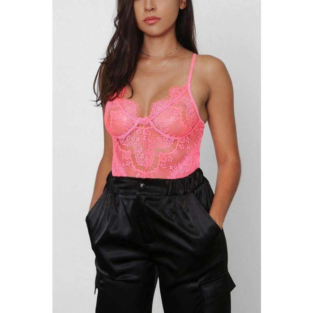 Neon Pink Lace Bodysuit